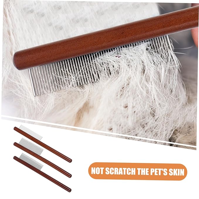 Sosoport 3pcs Dog Cat Hair Comb Pet Grooming Supplies Small Dogs Accessories Wooden Handle Tear Stain Brush
