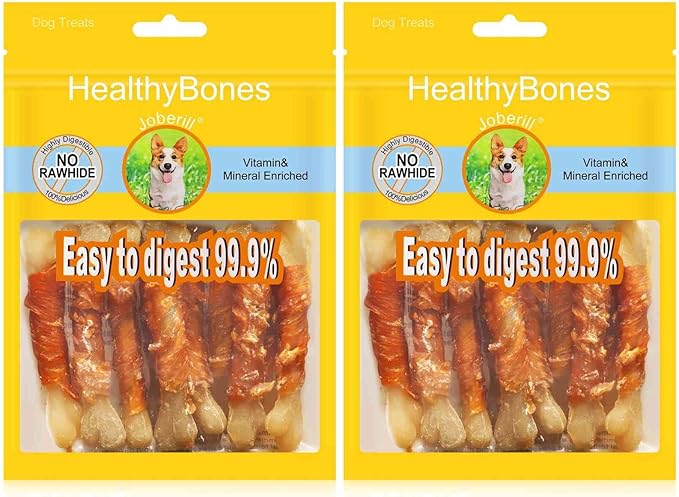 UrbanX HealthyBones Rawhide Free Healthy Foods for American Staffordshire Terrier and Other Med Terrier Dogs, Chicken Wrapped Sticks Dog Foods, Soft Chewy Foods for Training Rewards, 14 Count