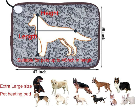 Extra Large Pet Heating Pad for Dogs, Cats & Puppies - Electric Heated Bed Mat & Blanket for Whelping Box & Outdoor Dog House - Water Resistant & Easy Clean