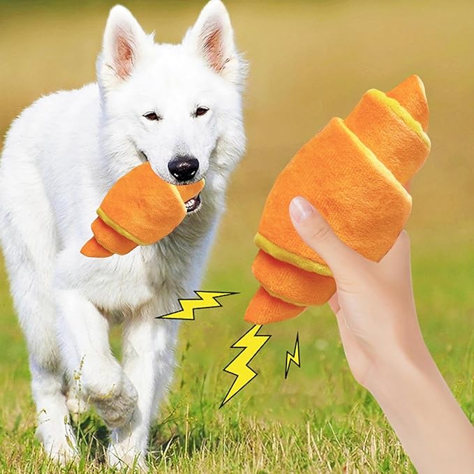 Croissants Dog Enrichment Toy, Cute Croissants Plush Dog Puzzle Toys, Funny Bread Squeaky Dogs Treat Toy for Boredom, Novelty Bread Plush Interactive Puppy Chew Toys, for Pet Supplies