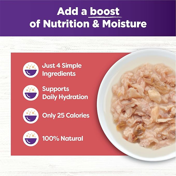 Wellness Bowl Boosters Wet Cat Food Topper, Grain Free, Natural, Flaked Salmon & Tuna Recipe in Broth, 1.75 Ounce Pouch (Pack of 12)