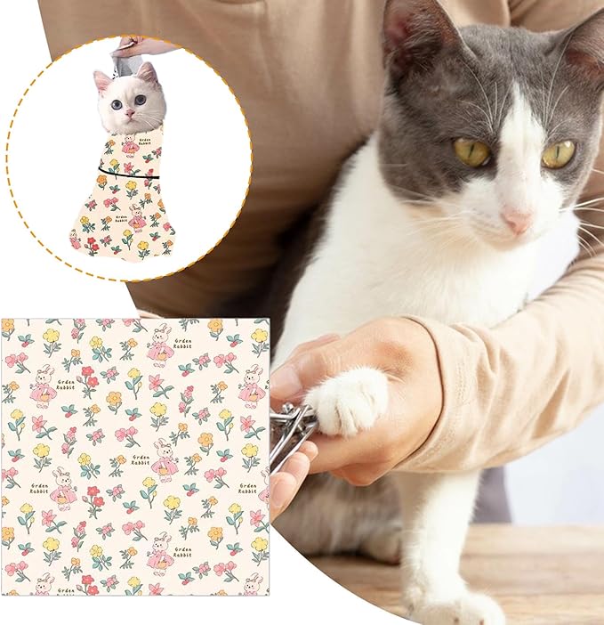 Cat Nail Clippers Wrap - Anti-Scratch Grooming Restraint, Adhesive Pet Holder, Comfortable Anti-Escape Swaddle, Soft Protective Cover | Cute Multi-Functional Wrap for Pet Lovers, Friends, Home