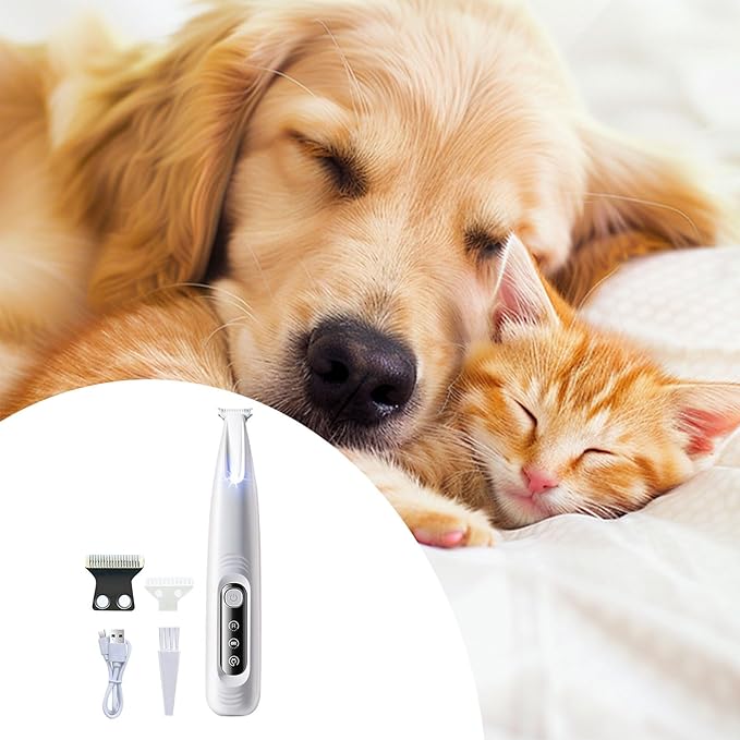 Peiiwdc Multibreeds Pet Paws Hair Trimmer with LED Light Ergonomic Low Noise Electric Hair Shaver Device for Grooming Supply Haircut Machine