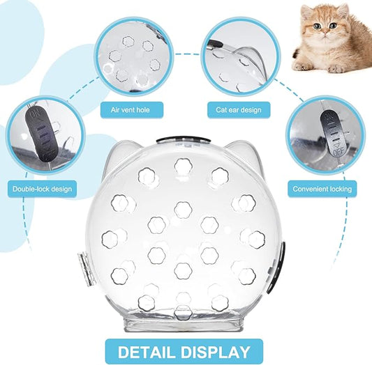 Cat Bubble Muzzle with 4 Boots 5 Inch, Breathable Transparent Anti-Lick & Anti-Bite Head Cover for Grooming Nail Trimming