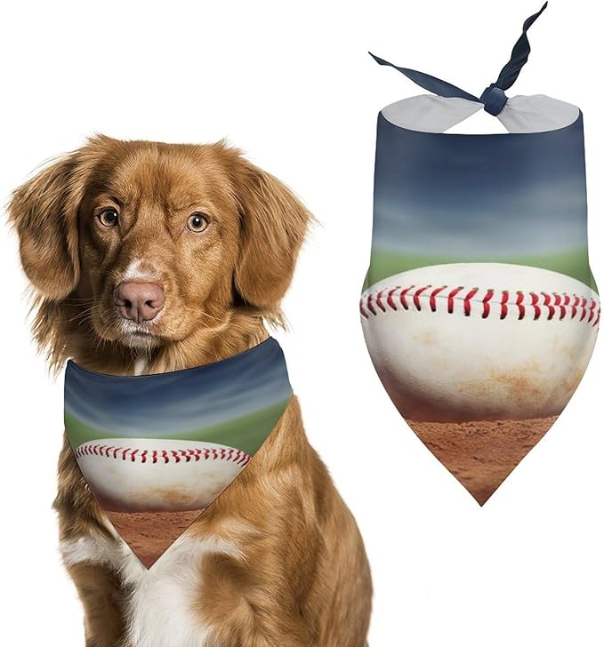 Dog Bandana Spring Pet Scarf Adjustable Triangle Baseball Printing Dog Bib Washable Polyester Puppy Bandana for Small Medium Large Dogs Cat Birthday Party Supplies