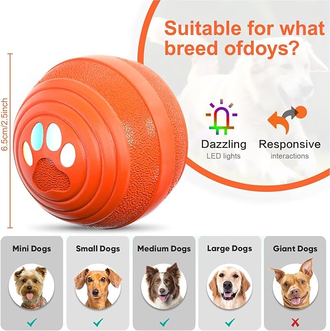 Moving Dog Ball - Rechargeable Pet Supplies,Bouncing & Rolling Ball Dog Toy | for Play Exercise Boredom Relief Stimulation Indoor Outdoor Home Apartment