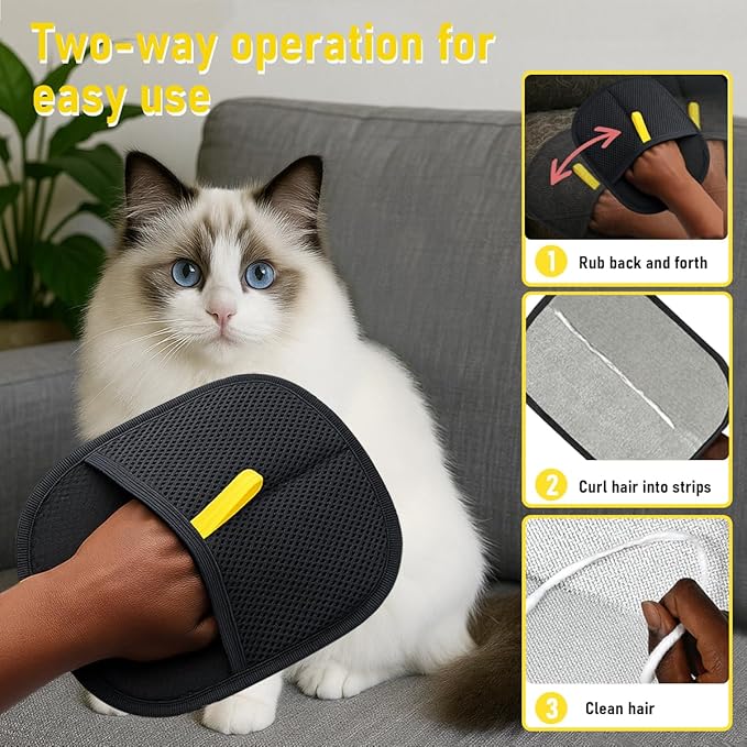 Pet Hair Removal Glove for Cats and Dogs, Electrostatic Five-Finger Design | Reusable Grooming & Cleaning Glove for Furniture, Carpet, Car Seats, and Laundry