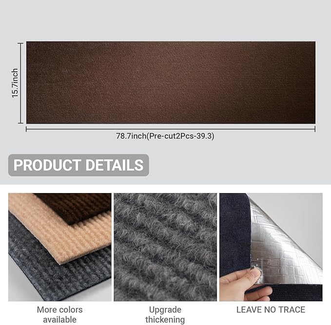Cat Scratching Mat, Couch Cat Scratch Protector 78.7"x15.8", Cat Scratcher Self-Adhesive Carpet for Furniture Protection, Cat Scratch Post Replacement, DIY Cat Tree Climbing Shelves (Coffee)