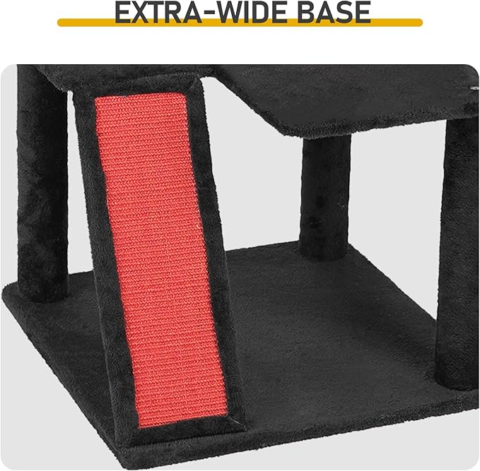 42" Gothic Cat Tree, Halloween Cat Tower Cat Tree with Spacious Cat Condo, Brach Shaped Scratching Post, Scratching Ladder, Spider Toy for Indoor Cats(54 * 54 * 106CM)