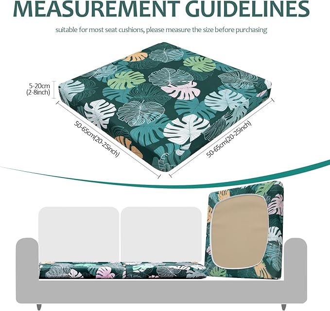 HANDONTIME Modern Plants Outdoor Cushion Covers 8pcs Leaves Olive Green Couch Cushion Covers Replacement Patio Couch Cover Sofa Cover Indoor Patio Cushion for Outdoor Furniture Washable, Cover Only