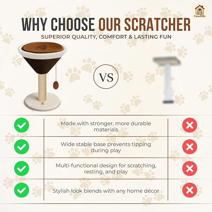 CasaMila Espresso Martini Cat Scratcher 20", Cat Scratching Post, Cat Tower, Cat Tree Tower, Scratching Post for Indoor Cats, Cat Scratcher, Small Cat Tree, Cute Cat Tree, Cat Post, Martini Cat Tree