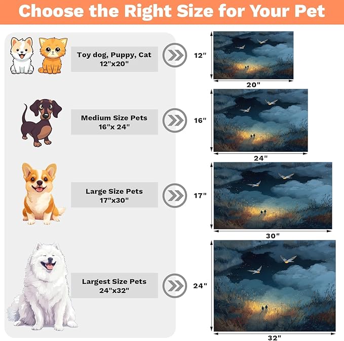 Sky Cloud Dog Food Mat for Floors Absorbent, Quick Dry Water Dispenser Mat for Food, Water, Pet Supplies 12" x 20", Swallow