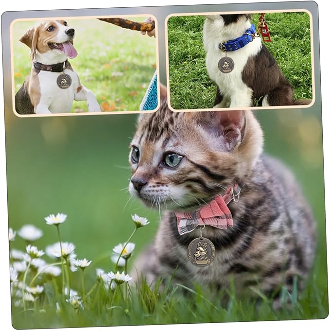 GANAZONO 4pcs Vintage Alloy Dog Id Tags Retro Metal Charms Anti Lost Identity Pendants for German Shepherd Collar Accessories Pet Supplies