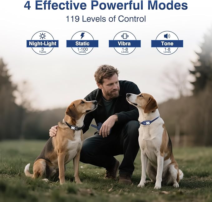 Dog Shock Collar 2 Dogs (20-140 Lbs) - 4200FT Dog Training Collar with Remote, 4 Powerful Modes with 119 Training Levels Rechargeable Electric Dog Collar for Large Dogs
