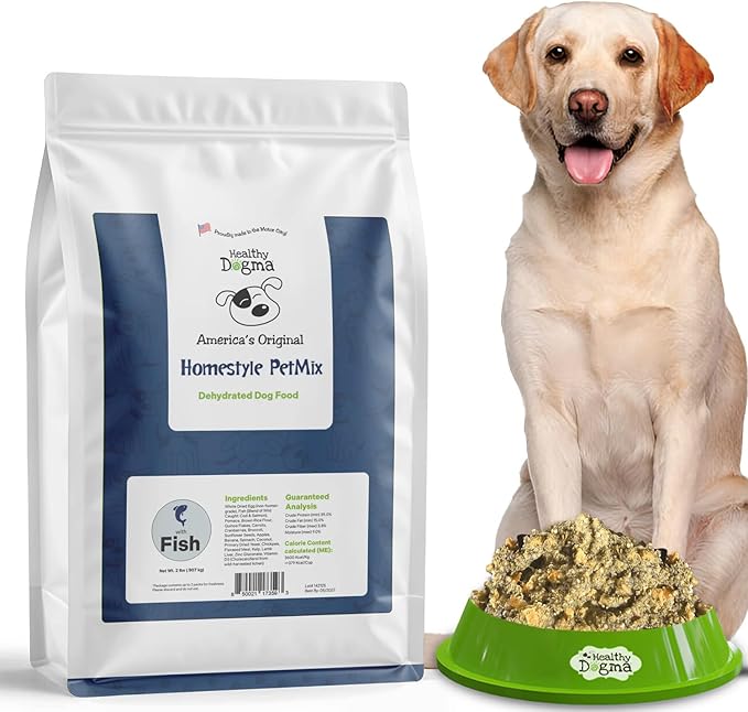 Healthy Dogma - Homestyle PetMix Dehydrated Dog Food with Wild-Caught Alaskan Salmon & Whitefish – Skin & Coat Support, Clean Ingredient Dog Food (Homestyle PetMix with Fish, 2 lbs)