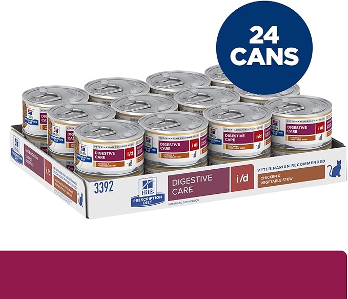 Hill's Prescription Diet i/d Digestive Care Chicken & Vegetable Stew Wet Cat Food, Veterinary Diet, 2.9 oz. Cans, 24-Pack