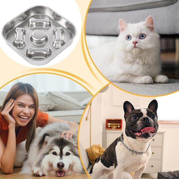 Genérico Slow for Dogs, Stainless Steel Pet Supplies | Puzzle for Dogs and Cats, for Wet and Dry Food, Indoor and Outdoor Use, for