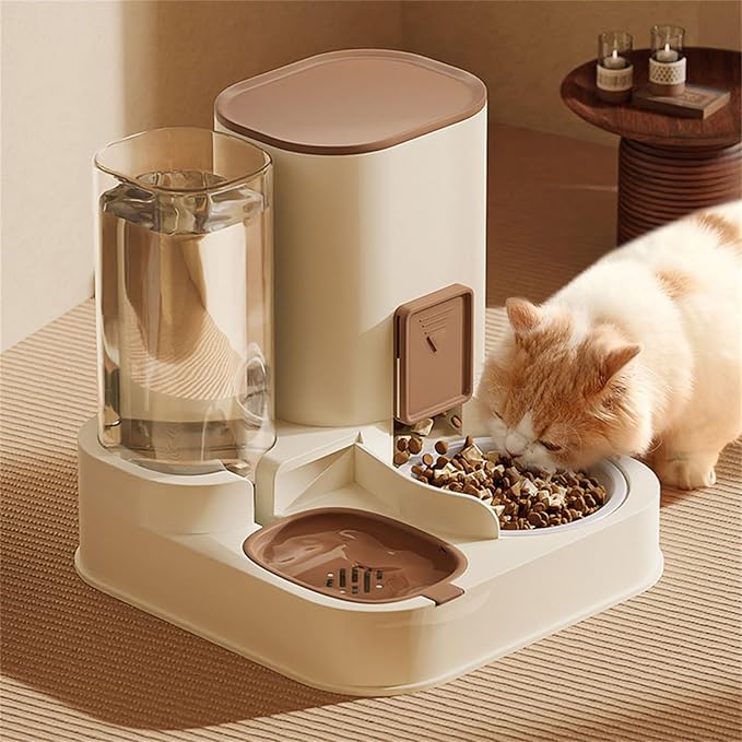 Cats Feeders and Water Dispenser 2 in 1 Pet Automatic Water Dispenser Pet Food Storage for Small Dog Puppy Cats