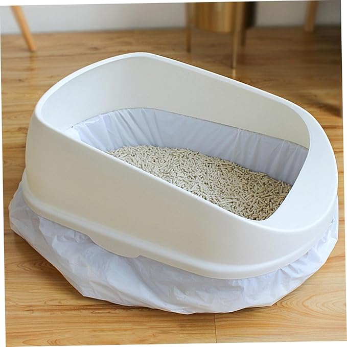 7Pcs Durable Cat Litter Box Liners Leak Cat Litter Bags with Drawstring Handles for Easy Disposal and Automatic Closing Design