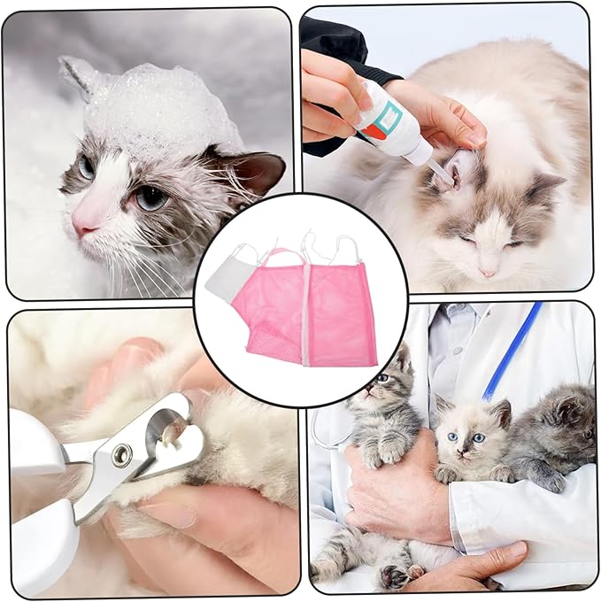 VANZACK Multi Function Cat Grooming Bag Mesh Pouch for Bathing Nail Trimming Pet Supplies for Control Calmness