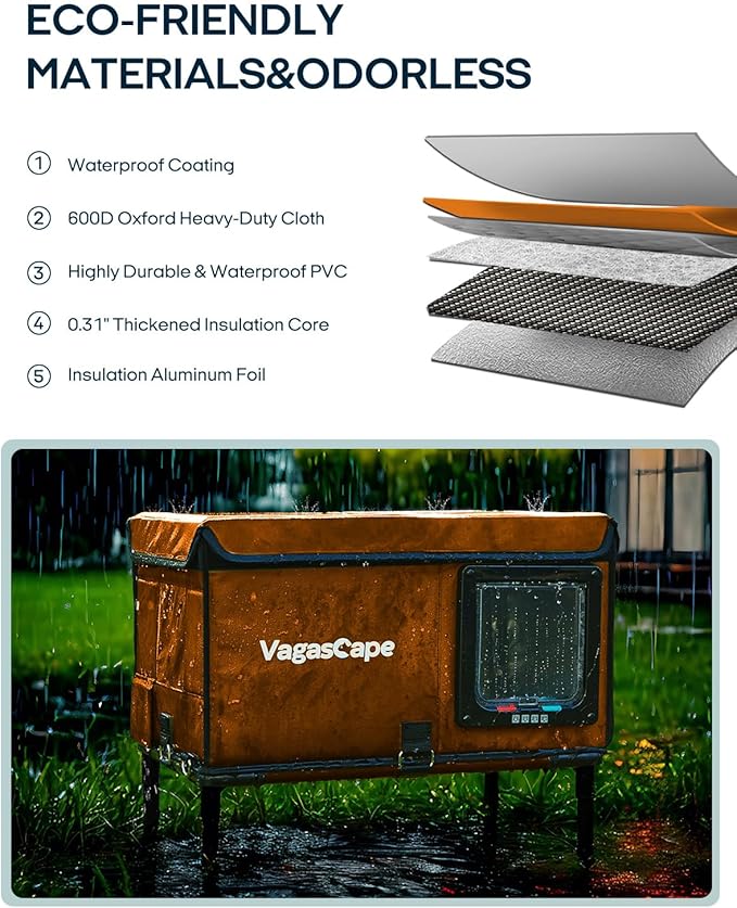 Heated Outdoor Cat House for Outside Pets in Winter - Outdoor House for Ferals, Safe Escape Door Included, Rainproof & Windproof, Easy Installation (Orange)