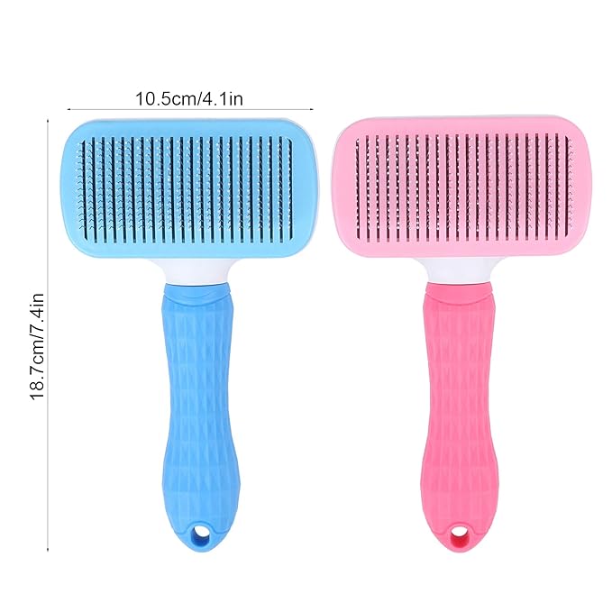 Gavigain Pet Hair Brush Steel Needle Comb Massage Particles Supply Pink Blue for Pet Grooming
