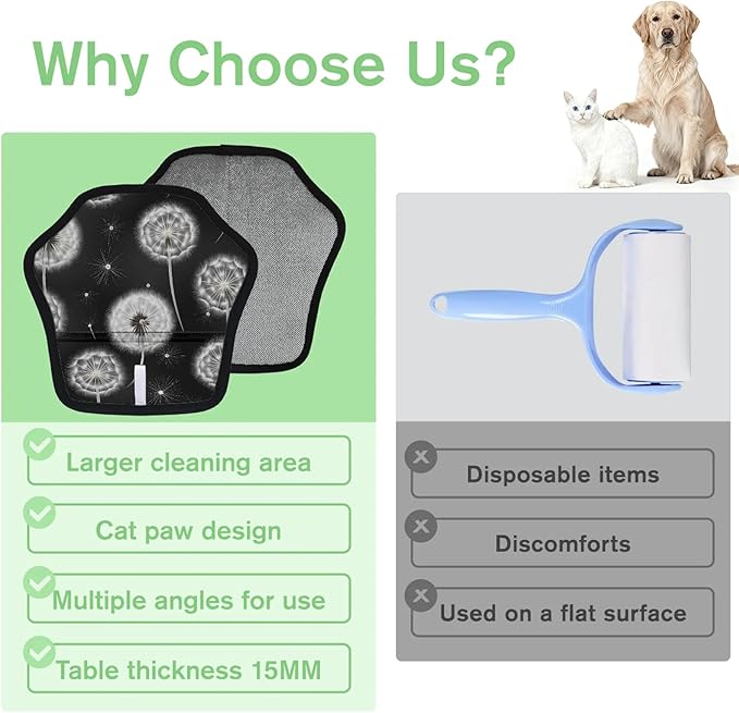 Reusable Pet Hair Removal Glove Dandelions Flying Magic Brush for Cat & Dog Hair Remover for Car, Sofa, Bedding, Clothes - 9x9 Mitt Washable
