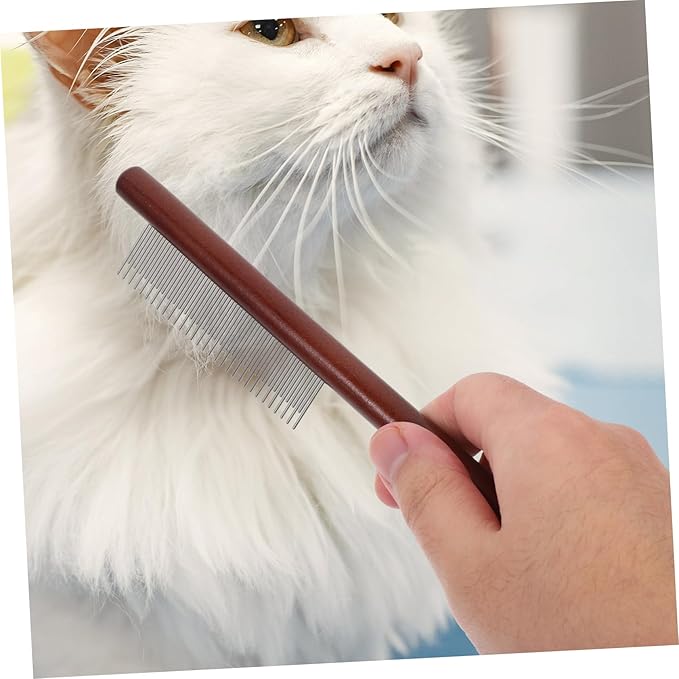 KESYOO Wooden Handle PET Grooming Comb for Dogs and Cats Tear Stain Removal Comb with Long Pins for Shedding and Dematting Cat and Dog Grooming Supplies