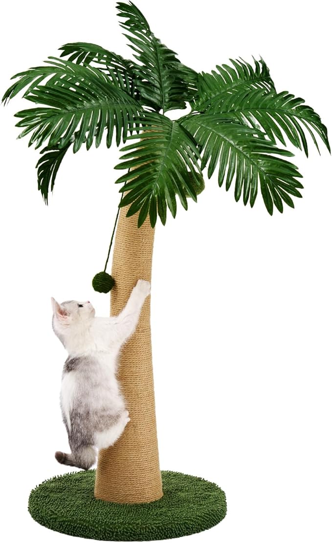 37.4-in Sisal Cat Scratching Post, Green/Brown