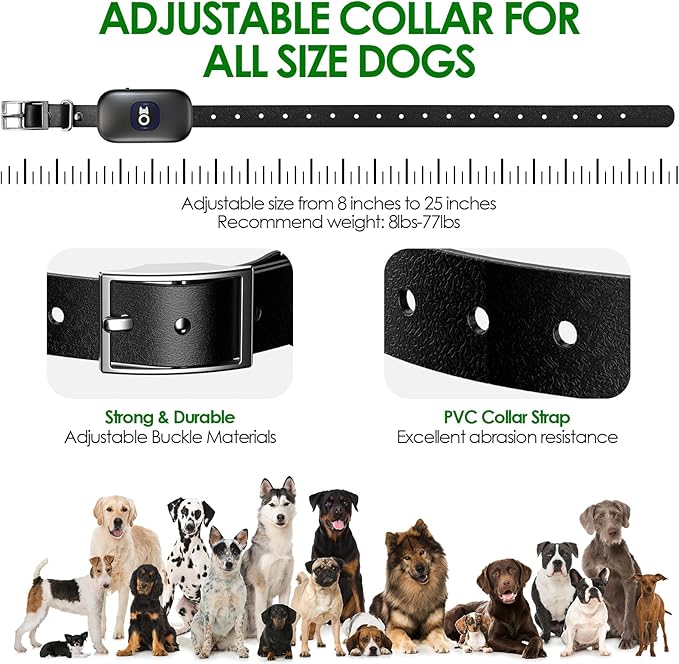 Wireless Dog Fence & Remote Training Collar, Pet Containment System with Adjustable Radius Range 16ft to 393ft, Waterproof & Rechargeable Training Collar Receivers for All Dogs (Black & White)