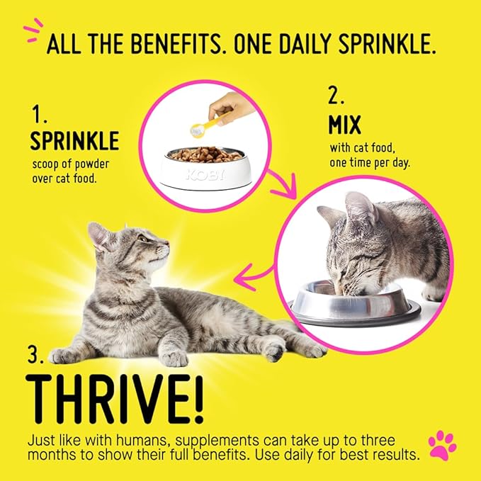 Koby Cat Probiotics | Daily Digestive Support for Sensitive Cats | Helps Loose Stool & Upset Stomach | Certified Organic | Vet Preferred, Clinical Dose | Easy-to-Use Powder