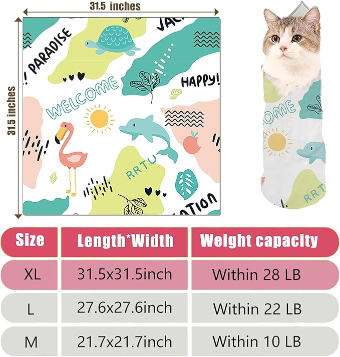 Cat Grooming Wrap, Cat Wrap for Cutting Nails, Self-Adherent Soft Cat Blanket to Wrap - Cat Burrito Wrap, Anti-Scratch, Anti-Escape, Cat Swaddle Wrap (Within 28lbs)