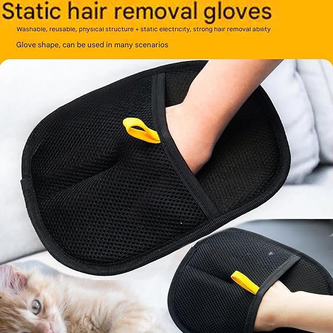 Pet Hair Remover Electrostatic Gloves, Pet Hair Remover Glove, Reusable Cat & Dog Grooming Mitten, Animal Fur Removal Tool for Couch, Furniture, Carpet, Car Seat (2PCS)