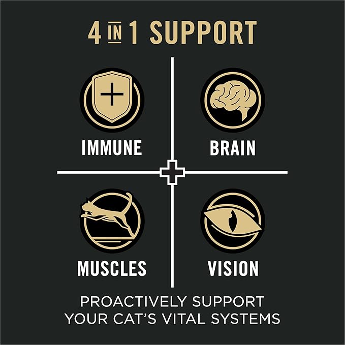 Purina Pro Plan Wet Cat Food Vital Systems Seafood Entree in Wet Cat Food Gravy 4-in-1 Immune, Brain, Muscle and Vision - (Pack of 24) 3 oz. Cans