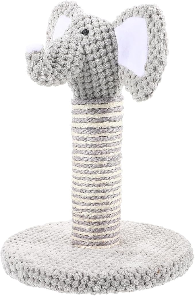 HEMOTON Elephant Shape Cat Scratching Post with Wear-Resistant Pole Small Size Vertical Scratcher for Indoor Kittens and Cats Pet Activity Furniture