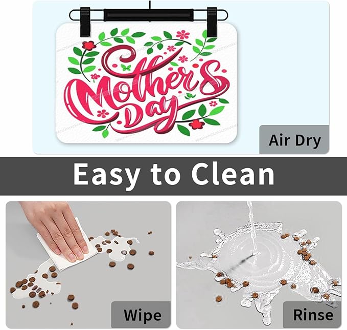 Pet Feeding Mat Absorbent Dog Mat for Food Water Bowl No Stains Quick Dry Water Dispenser Mats Happy Mother's Day Floral Gift Mom La Dog Accessories Pet Supplies Bowl for Messy Drinkers 18X12In