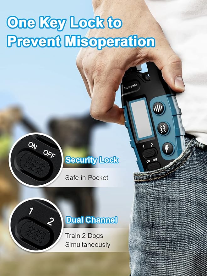 Bousnic Dog Shock Collar 2 Dogs (5-120Lbs) - 3300 ft Waterproof Training Collar for Dogs Large Medium Small with Rechargeable Remote, Beep (1-8) Vibration (1-16) and Humane Shock (1-99) Modes