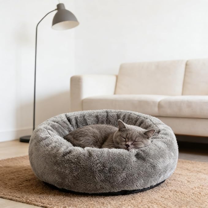 Soft Cat Bed, Cat Beds for Indoor Cats, Calming Nest, Self Warming Cave, Plush Cozy Pod for Indoor Kitten or Small Dogs, Kitty Bed with Non-Slip Bottom