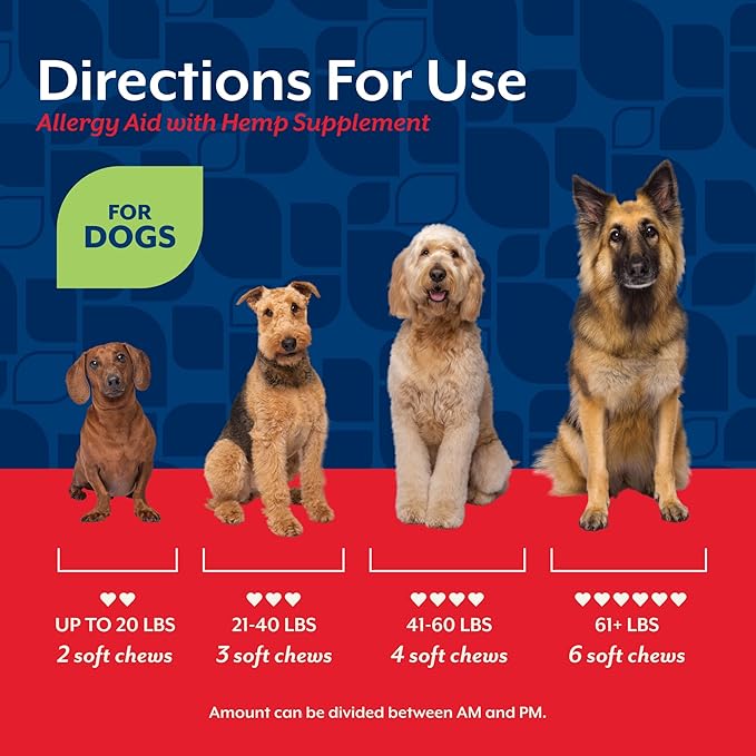 NaturVet Hemp Allergy Aid Supplement for Dogs, Hemp Seed, Antioxidants, Omegas, Dha & Epa for Healthy Skin & Respiratory Health, 120 Count