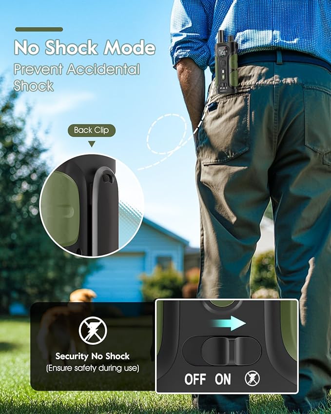 SLOPEHILL Dog Shock Collar,4200FT Dog Training Collar with Remote,IPX8 Waterproof E-Collar with Beep,Vibration,Shock,Flashing Light,No Shock Model,Electric Shock Collar for Dogs,Green 2PCS