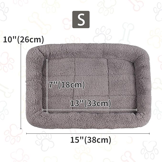 PETLESO Small Cat Bed Mat Plush Pet Cushion, 15" x 10" Cat Pad with Pillow Around for Indoor Pets, Puppy Curl Sleep Self Warming Mat for Crate Carrier/Outdoor Pet Houses, Non-Slip Bottom, Small