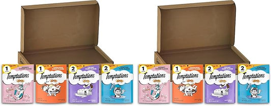 Temptations Cat Treats Classic Crunchy and Soft Cat Treats Variety Pack,6.3 oz. Pouches,(Pack of 12)