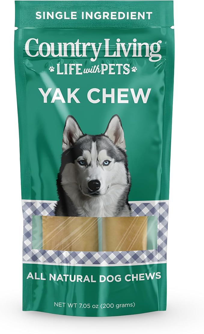 Country Living Natural Yak Cheese Chew Bars for Dogs – Large Size (2 per Bag) – Long-Lasting, High-Protein, Grain-Free Dog Chews – All-Natural, No Preservatives, Gluten-Free – Supports Dental Health