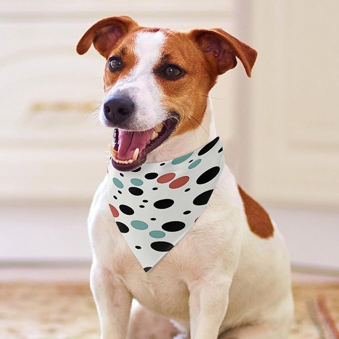 Dog Bandana Spring Pet Scarf Adjustable Triangle Polka Dot Printing Dog Bib Washable Polyester Puppy Bandana for Small Medium Large Dogs Cat Birthday Party Supplies