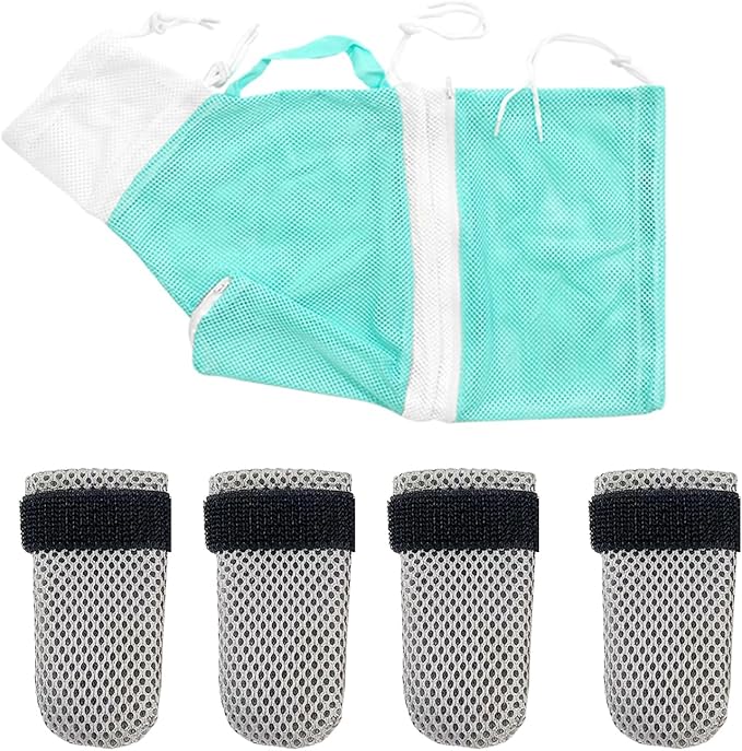 4Pcs Cat Scratch Cover for Nursing Rehabilitation, Adjustable Cat Bath Gloves,Cat Bathing Bag, Cat Grooming Mesh Bag (Grey-1)