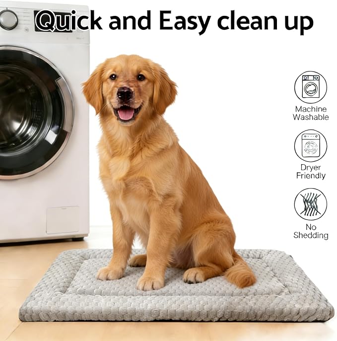 Dog Bed Mat, Reversible Dog Crate Pad - Comfortable Kennel Mat for Dogs & Cats, Machine Washable Dog Bed Suitable for Kennel, Cage or Home Travel（Light Brown, 30" L*20" W*1.5" Th