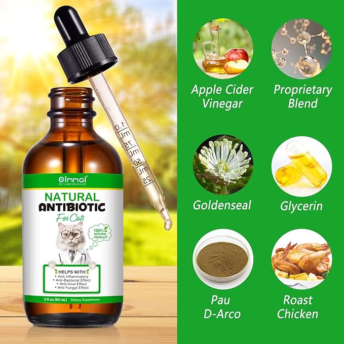 Natural Antibiotics for Cats- Pet Antibiotic - Cat Healing Aid and Skin Repair for Wounds, Sores, and Abrasions, Provides Itch Relief for Irritated Skin