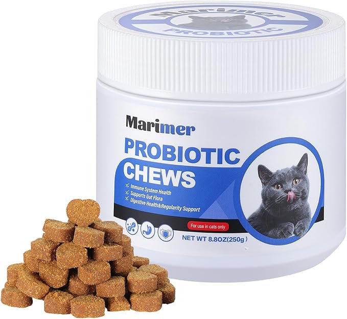 Probiotic Chews for Cats – 500 Million CFU Probiotics with Enzymes, Pumpkin, Papaya & Cranberry – Digestive & Immune Support Soft Chews – Chicken Flavor – 100 Count