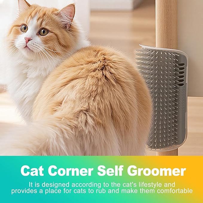 2-Pack Cat Corner Scratcher Set – Wall-Mounted Massage Comb with Catnip Self-Grooming & Detangling for Cats, Durable Sisal & Velvet Surface