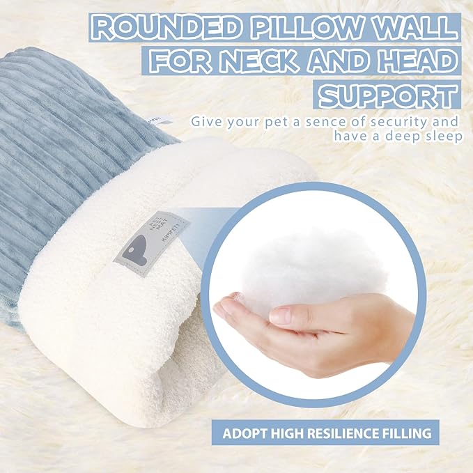 Cat Sleeping Bag Bed, Winter Soft Plush Sack Self Warming Cave Bed for Indoor Cats, 360°Wrap Comfortable Pet Snuggle Sack, Soft Plush Large - Size L (Grey)